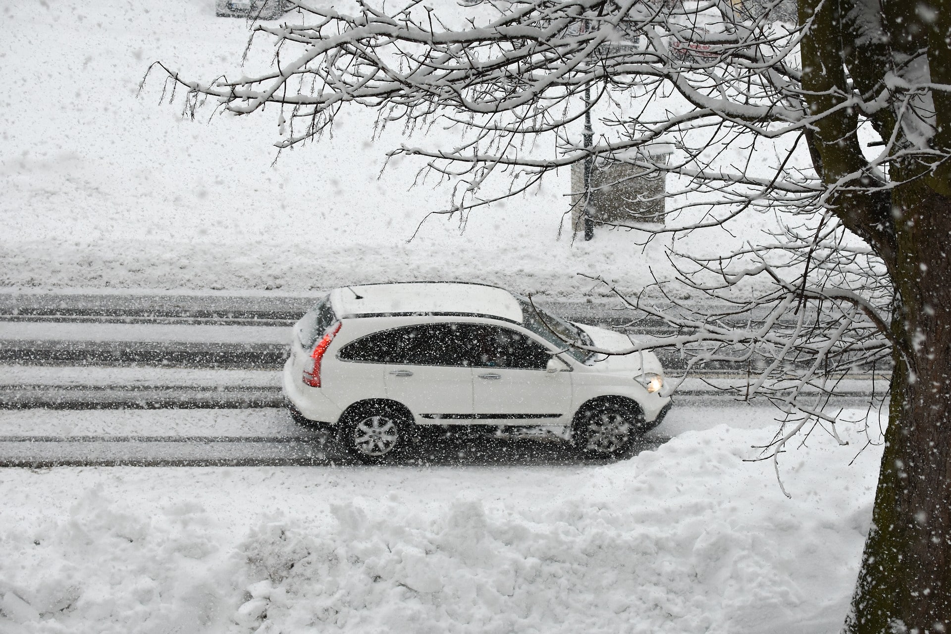 Car driving in winter conditions